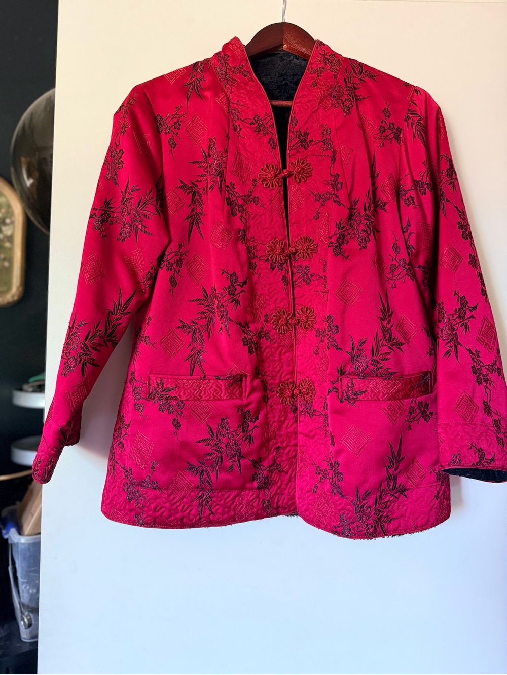 Vintage Red Floral Mandarin Jacket